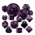 DADOS DE ROL NEGROS NUMEROS LILAS, ESFERICOS, CUADRADOS x15