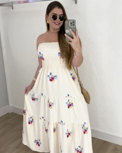 Vestido Flor 38 ao 46 - Bordado - Off