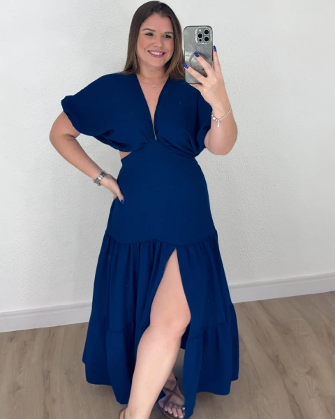 Vestido Karoline - Azul Marinho - Pré-venda - comprar online