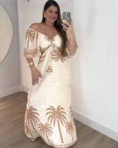 Vestido Yara - Creme e nude - comprar online