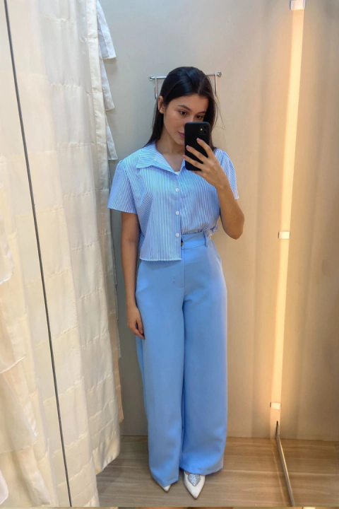 Cropped Camisa Maria Júlia Listrado - comprar online