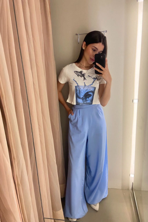 Cropped T-Shirt Algodão Peixe