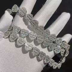 Cadena Tenis Corazones Plata .925 & Diamantes Moissanite - Di Jewelry Mexico