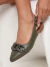 Slingback Feminino Napa Verde Oliva Com Corrente na internet