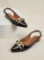 Slingback Feminino Napa Preto Com Corrente Onix - Madrebella Sapatilhas | Sapatilhas Femininas de Qualidade