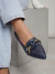 Sapatilha Feminina Michele Napa Azul Marinho Corrente Color No Meio - Madrebella Sapatilhas | Sapatilhas Femininas de Qualidade