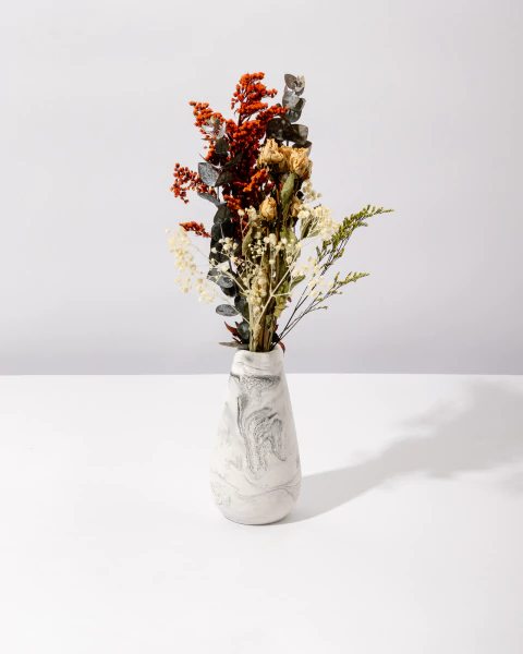 Jarron Pera Marmolado y Flores preservadas mixtas - comprar en línea