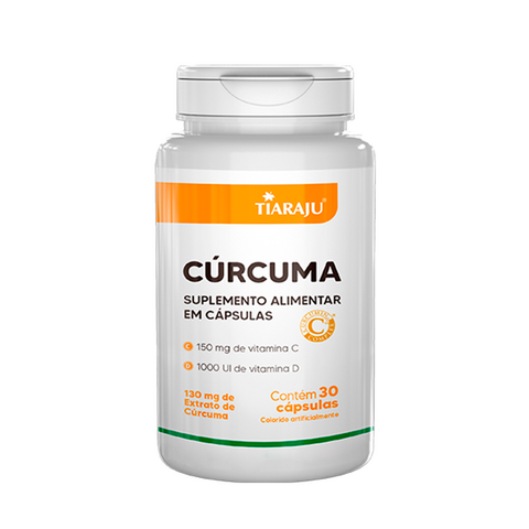 Cúrcuma 30 Cápsulas Suplemento com Vitamina C e D Tiaraju