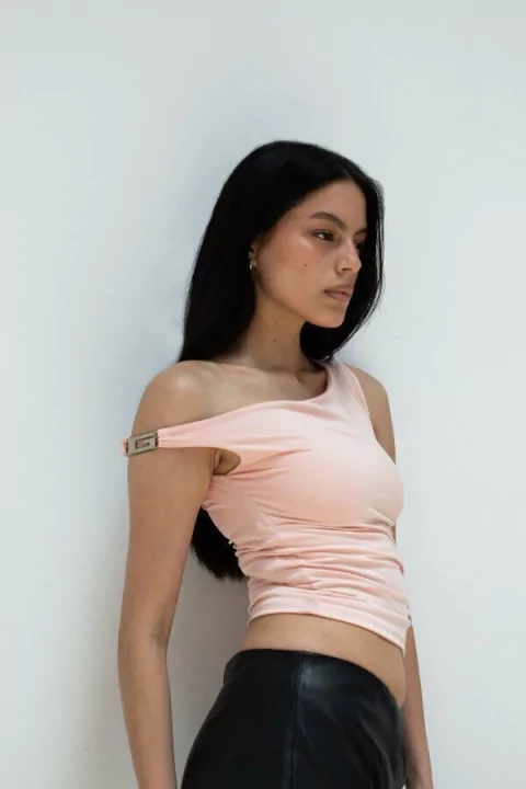 GINTONIC - ONE SHOULDER TOP ROSA
