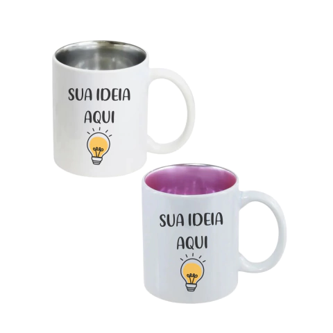 Caneca com Interior Espelhado - O Brilho que Seu Café Merece!