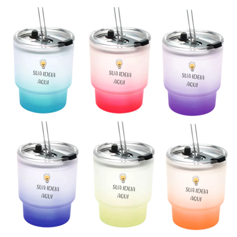 Copo com Canudo de Vidro 400ml – Personalização para Brindes Exclusivos - comprar online