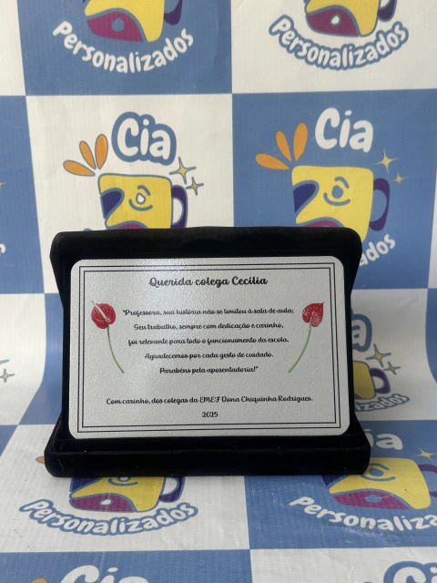 Placa de Homenagem Personalizada com Estojo de Veludo 19x14cm - comprar online