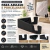 Suporte preto de plástico para exibição de azulejos e porcelanatos, com design funcional e resistente, ideal para valorizar peças em mesas e prateleiras.