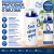 Squeeze personalizado de alumínio branco com tampa acrílica cristal de rosca e mosquetão azul, capacidade de 600 ml, com texto "Sua ideia aqui".