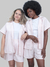 Conjunto Camisa e Shorts Listrado Rosa Claro - loja online