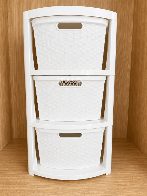Cajonera Rattan · 3 Cajones Plástico | Negro y Blanco - comprar online
