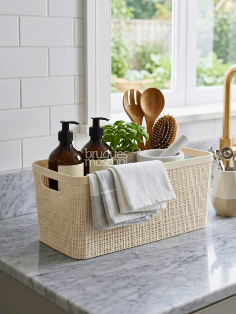 Canasto Organizador Simil Ratán Plástico 7L – Multiuso Baño, Cocina y Hogar - bruguesmosconi