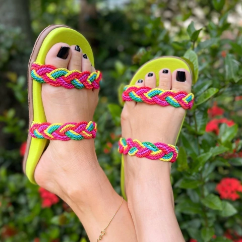 Birk Chinelo rasteira sandália feminina conforto de tiras trançadas