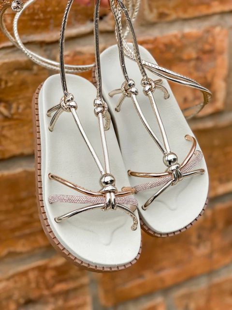 Birk Papete sandália feminina Infantil com Brilho Strass De Amarrar Amarração Kids - comprar online