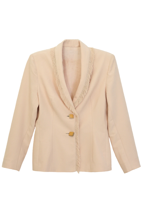 Blazer Vintage Off-White com Detalhe de Franjas - comprar online