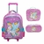 Mochila com Rodas + Lancheira + Estojo Infantil Unicórnio KT42212