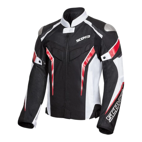 Campera Moto Scoyco JK103-2 Negro Roja Transpirable con Protecciones