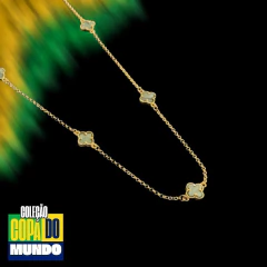Corrente Trevo Verde Perolado P Banhado a Ouro 18k - comprar online