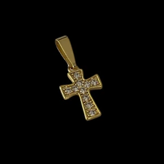 Pingente PP Cruz Cravejado Banhado a Ouro 18k - comprar online