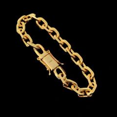 Pulseira Cadeado 9mm Banhado a Ouro 18k