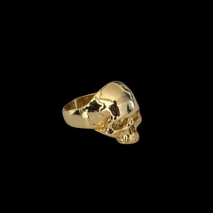 Anel Caveira Banhado a Ouro 18k