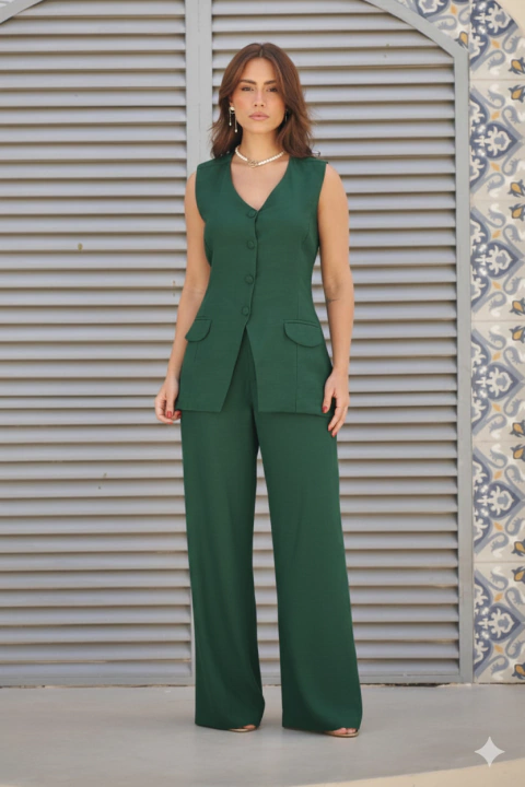 CONJUNTO COLETE ALONGADO E CALÇA - comprar online