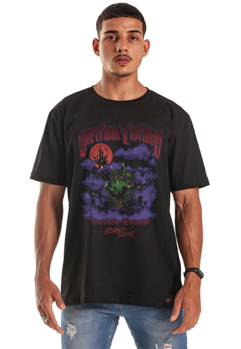 Camiseta Grafics Oversized Preto Trashed Edition - comprar online