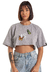 Camiseta Cropped Grafics Cinza Mescla Free To Fly - comprar online