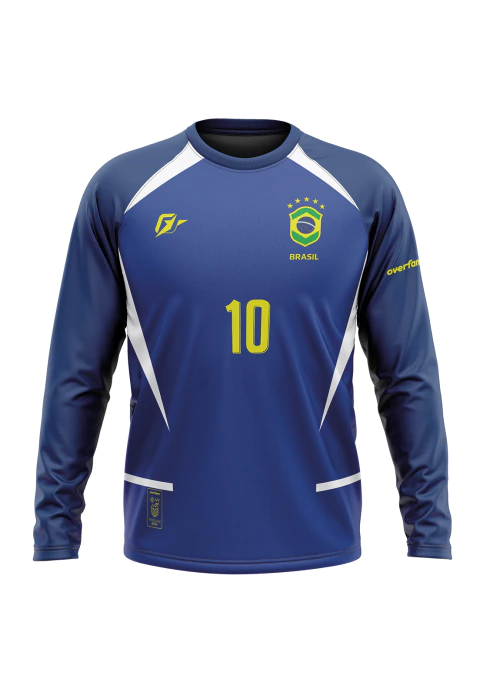 Camiseta Manga Longa Filtro Uv Brasil Copa Azul Retrô Penta - comprar online