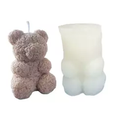 Molde silicona oso de rosas sentado