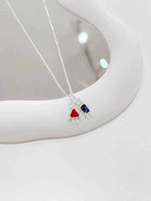 Colar Casal de Filhos Pedra Luxo