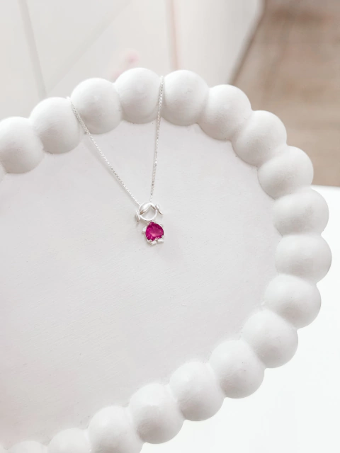 Colar Filha pedra pink