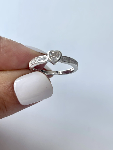 ANILLO PLATA 925 CORAZON PIEDRAS - comprar online