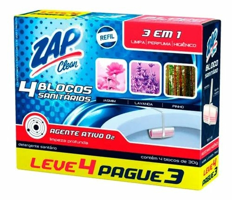 Blocos Sanitário Zap Clean C/4 30g