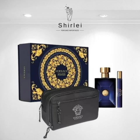 KIT VERSACE DYLAN BLUE POUR HOMME EAU DE TOILETTE 100 ML + TRAVEL SPRAY 10ML + NECESSAIRE