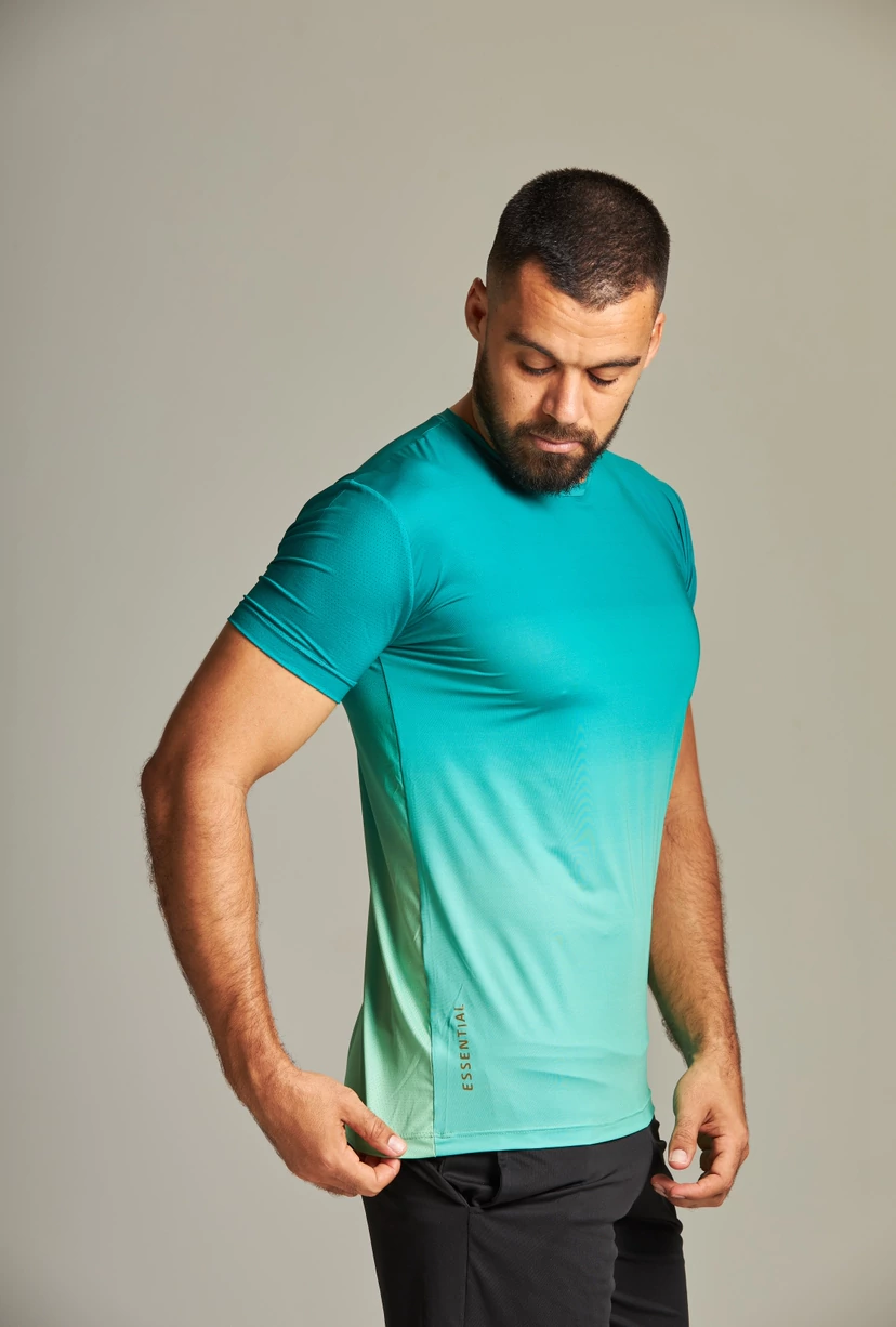 Camiseta Essential Masculina Dry air Degradê Verde Manga Curta