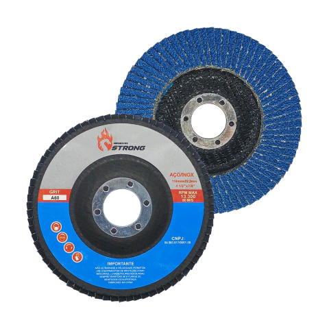 10 Discos Flap 4.1/2 115mm Grão 60 Óxido Alumínio Perfil Reto Desbaste Acabamento Aço Carbono Inoxidável Esmerilhadeira