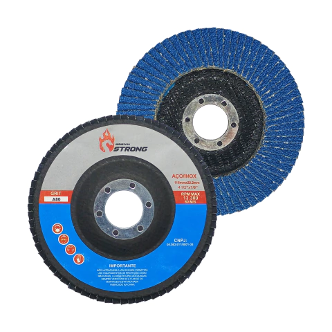10 Discos Flap 4.1/2 115mm Grão 80 Óxido Alumínio Perfil Reto Desbaste Acabamento Aço Carbono Inoxidável Esmerilhadeira