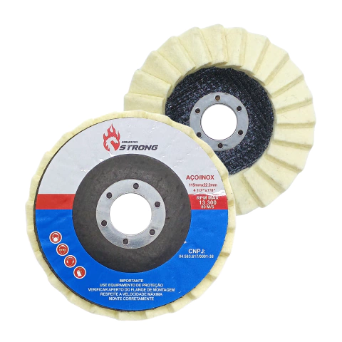 Disco Flap Feltro Polimento Inox Metais 115mm x 22mm Strong (Kit 3un.)
