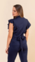 Blusa de babado Dama Fly - Azul - (só a parte de cima do scrub) - Marinho - comprar online