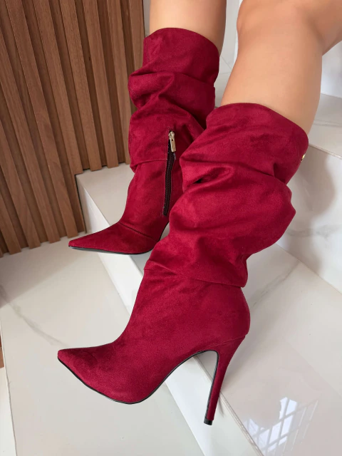 Diana - Bota Bordô Slouch Salto Fino - comprar online