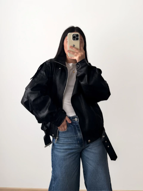 Campera Eco Cuero Viral Negra