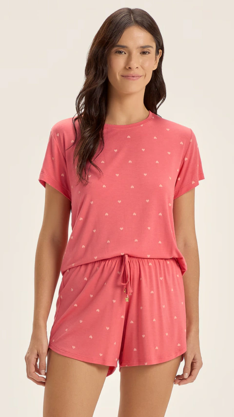 Pijama Coral Mini Corações