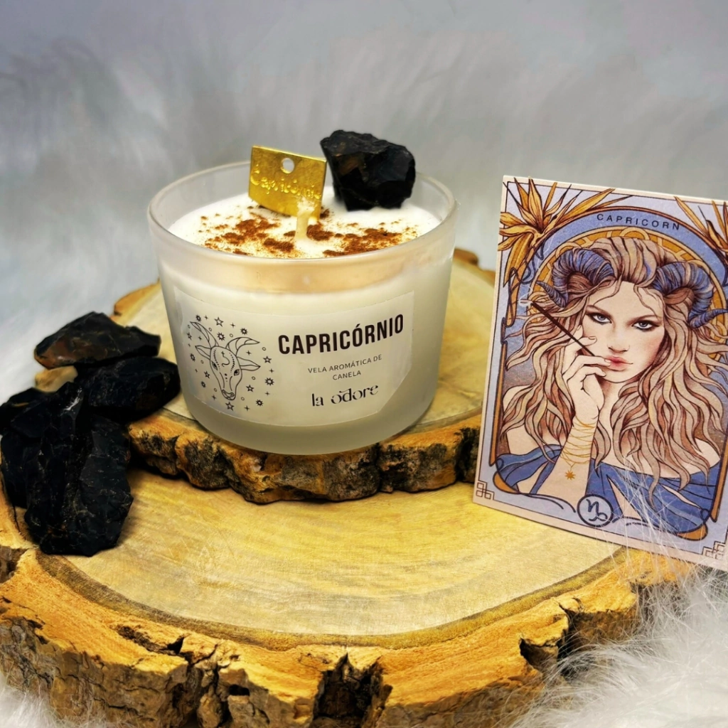 Vela Signo Capricórnio Aromática Com Cristal - La Odore