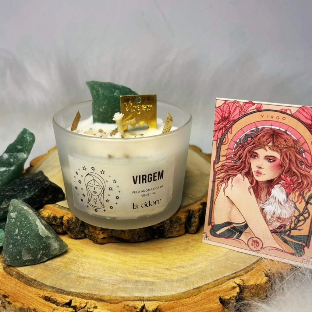 Vela Signo Virgem Aromática Com Cristal - La Odore